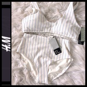 NWT H&M High Waist Pinstripe Bikini Set